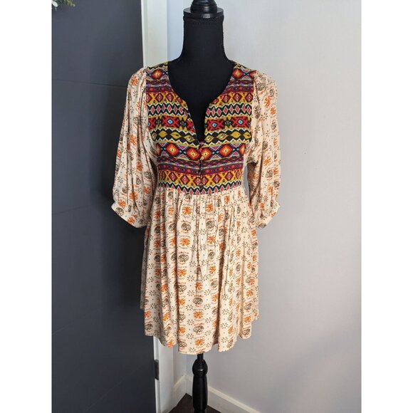 Umgee Multicolor Boho Mini Dress. Size Small - Picture 1 of 10